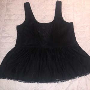 Black lace peplum blouse